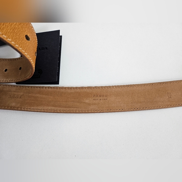 Prada Logo Solid Leather Belt 85/34 - Picture 6 of 9